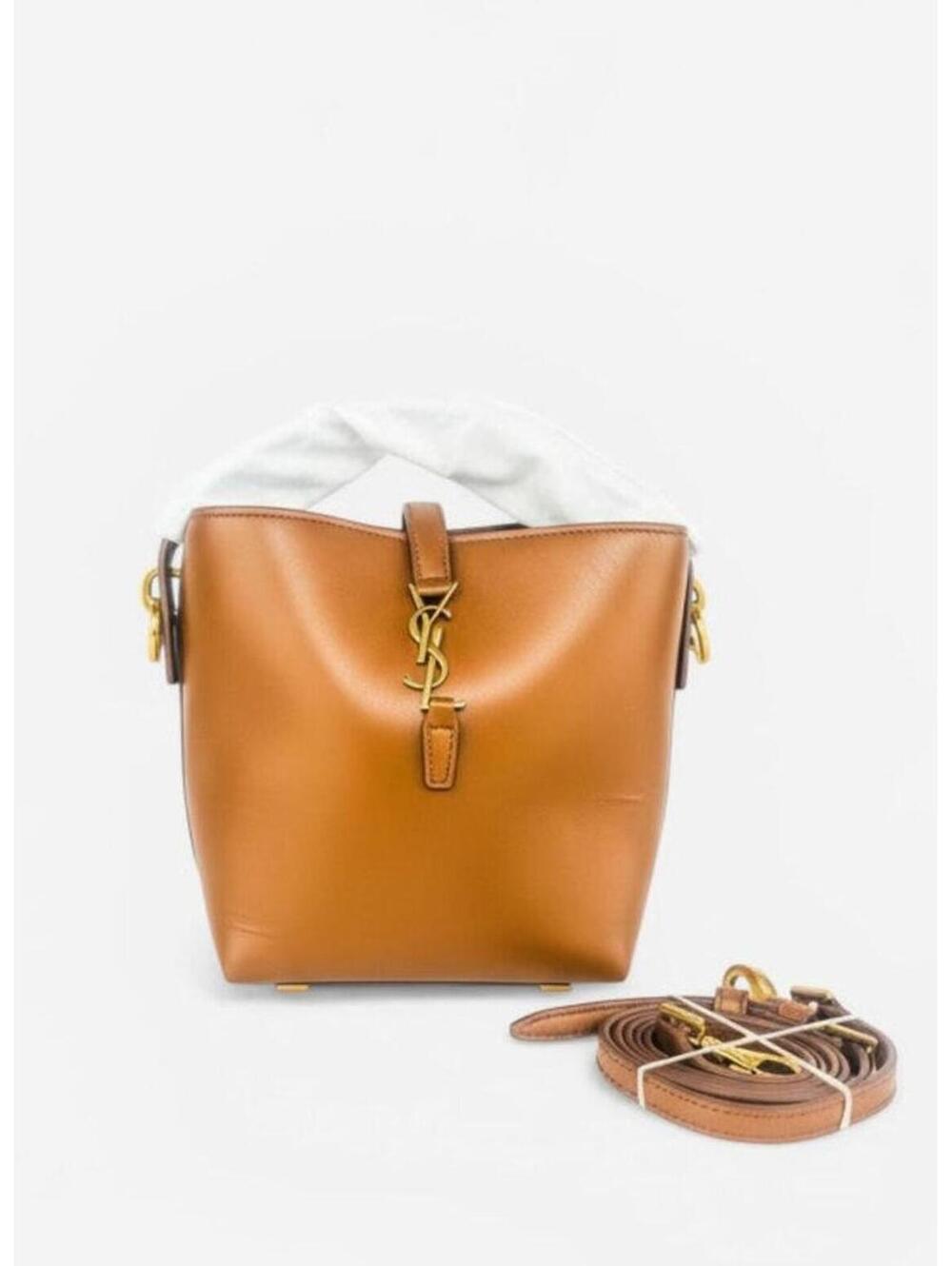 Saint Laurent Le 37 Mini Shoulder Bag Brown Leather Cassandre YSL | New